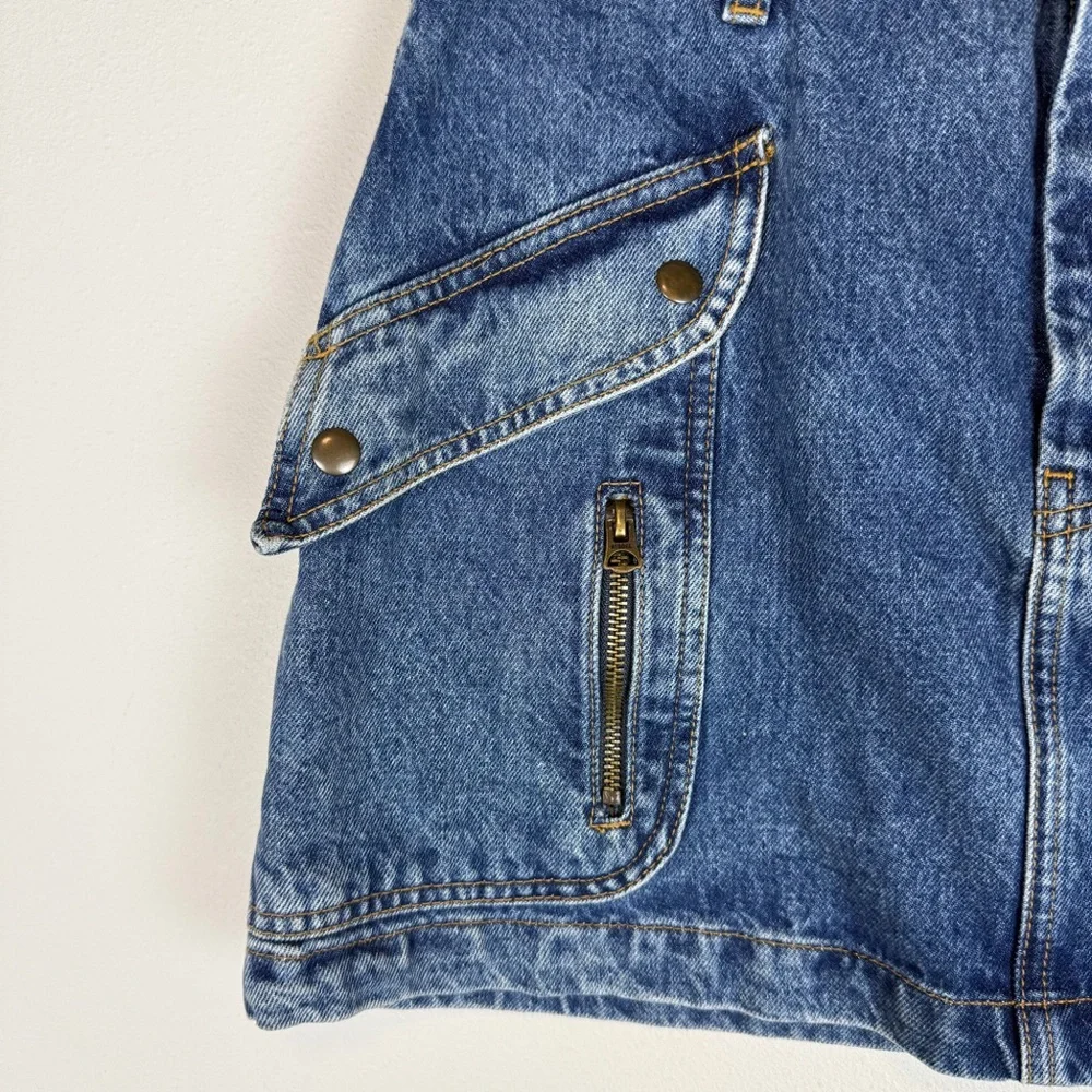 Re/Done Racer Denim Cargo Mini Skirt Moto Speedway Size‎ 27